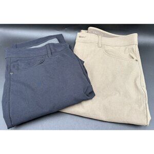 Lot 2-Pair Weatherproof Vintage Tech Pants 36x29 Stretch Nylon Black Beige EUC